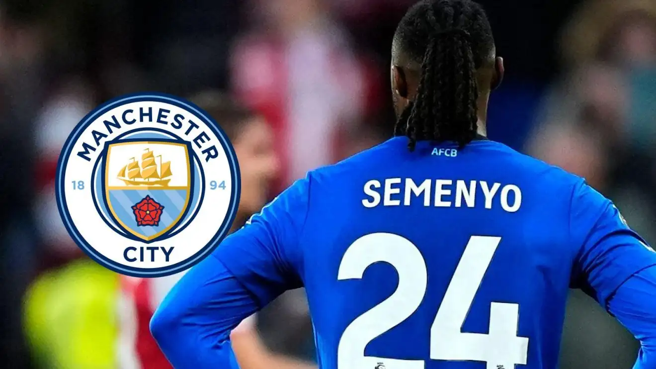 Man City badge, Antoine Semenyo