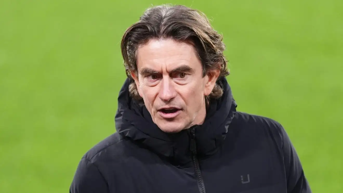 Thomas Frank on the pitch