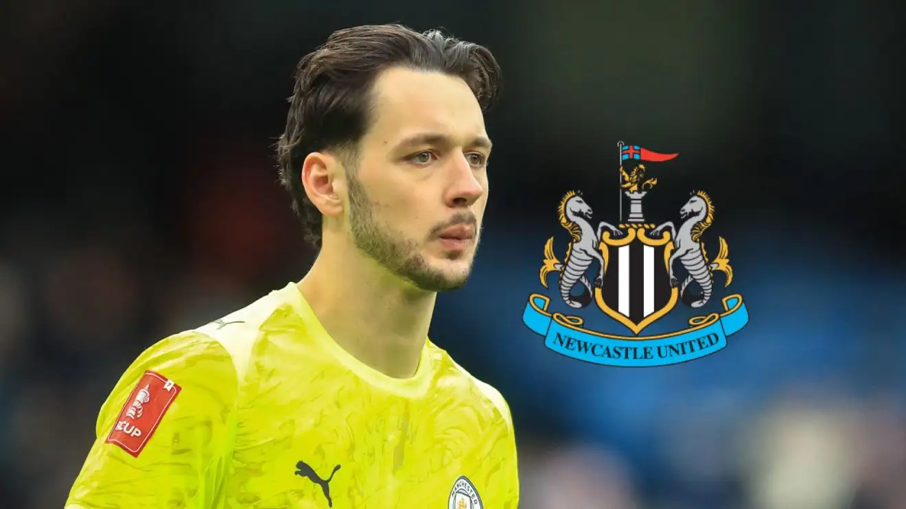 James Trafford and the Newcastle badge.